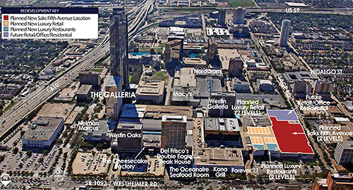 Aerial View of Planned Construction at the Galleria, Houston