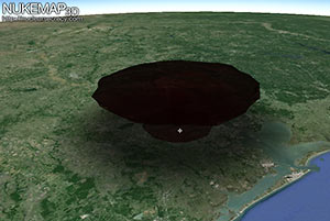 Nukemap 3D Simulation of 10-Mt Mushroom Cloud over Houston