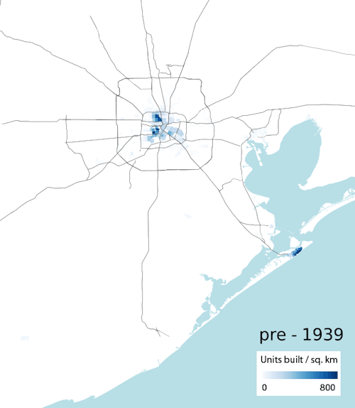 Animated Image Showing Location of New Housing Construction, Houston
