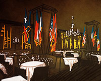 Drawing of Former Flag Room Restaurant, Rice Hotel, Downtown, Houston