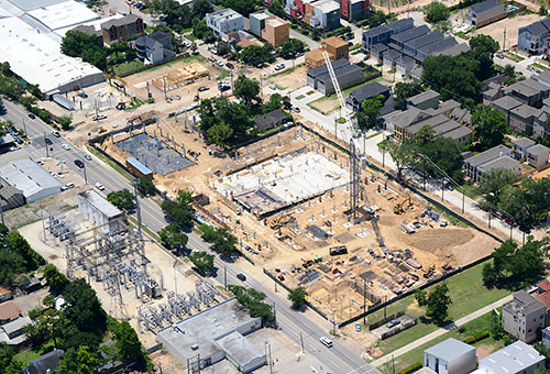 Aerial View of Alexan Heights Apartments Construction, Houston Heights