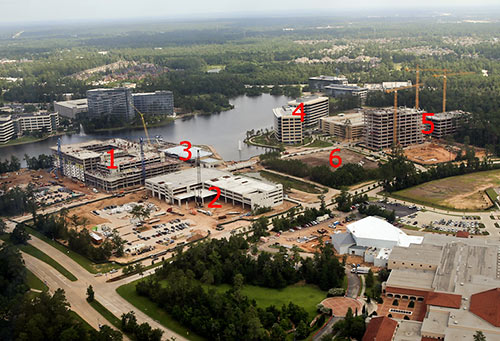 Aerial View of Hughes Landing Under Construction, The Woodlands, Texas