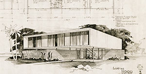 Drawing by Lucian Hood of Home, Likely at 146 Sandy Cove, Houston