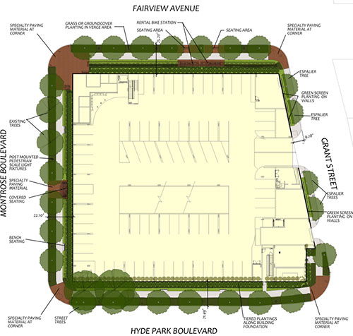 Site Plan for Apartments at 2409 Montrose Blvd. at Fairview, Montrose, Houston