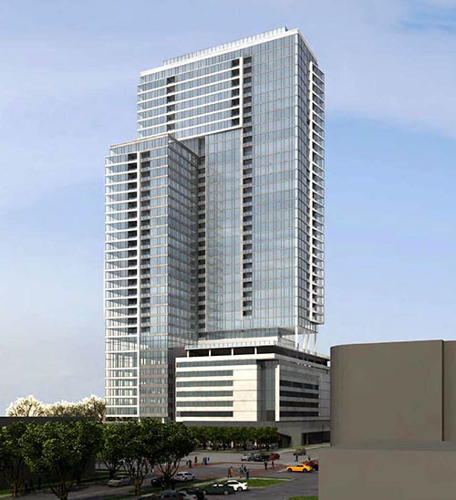 Rendering of Proposed Hanover River Oaks Apartment Tower, 2651 Kipling St. at Kirby Dr., Upper Kirby, Houston