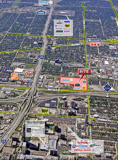 Proposed Site Plan for Shoppes at Uptown Crossing Shopping Center, S. Rice Ave. and Westpark, Houston