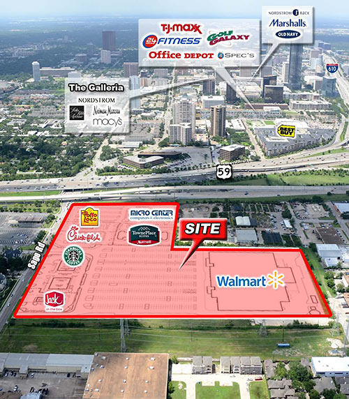 Proposed Site Plan for Shoppes at Uptown Crossing Shopping Center, S. Rice Ave. and Westpark, Houston