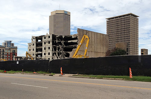 Demolition of Axis Apartments Garage, 2400 West Dallas St., North Montrose, Houston