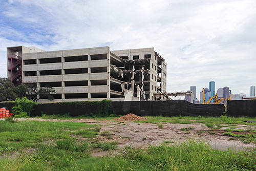 Demolition of Axis Apartments Garage, 2400 West Dallas St., North Montrose, Houston