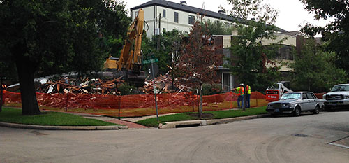 Demolition of Josephine Apartments, 1744-1748 Bolsover St. at Ashby St., Boulevard Oaks, Houston