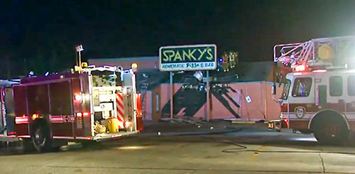 Fire at Spanky's Homemade Pizza and Bar, 7210 South Loop East, Gulfgate, Houston
