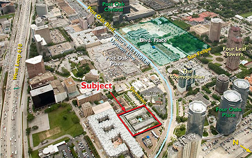Map Showing Location of Winhall Townhomes, 1525 Garrettson Ln., Galleria, Houston