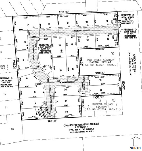 Site Plan, Alys Park, Arnold and Chandler Streets, Rice Military, Houston