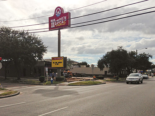 Partial Demolition of Wendy's Restaurant, 5003 Kirby Dr., Upper Kirby, Houston