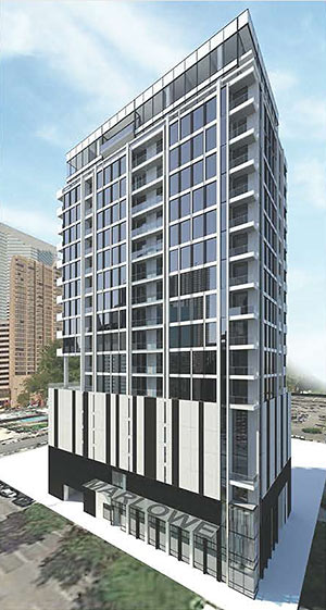 Rendering of the Marlowe, Proposed Condo Tower at 1211 Caroline St., Downtown Houston