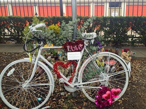 Ghost Bike Memorial for Chelsea Norman, W. Gray St. at Waugh Dr., North Montrose, Houston