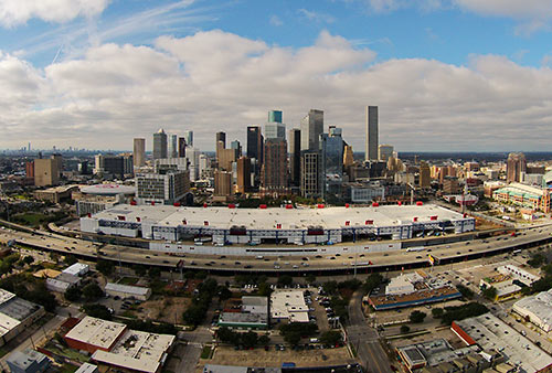 Aerial View of Downtown Houston from East