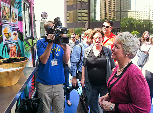 Mayor Annise Parker at The Modular Food Truck, Central Library, Downtown Houston