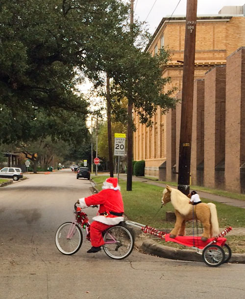 Santa, Pony, and Monkey, Houston Heights