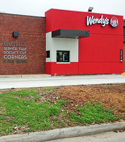 Plaque on Wendy's Drive-Thru, 5003 Kirby Dr. at North Blvd., Upper Kirby, Houston