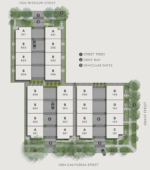 Proposed California Square Townhomes, 1005 Missouri St. and 1004 California St., Montrose, Houston