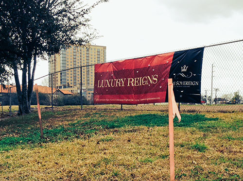 Survey Flags at Proposed Site of Regent Square, Allen Pkwy. at Dunlavy St., North Montrose, Houston