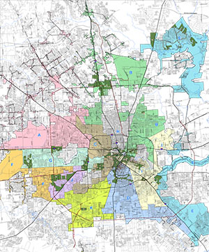 Map of Houston TIRZs