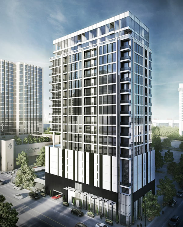 Rendering of Proposed Marlowe Condo Tower, Caroline St. at Polk St., Downtown Houston
