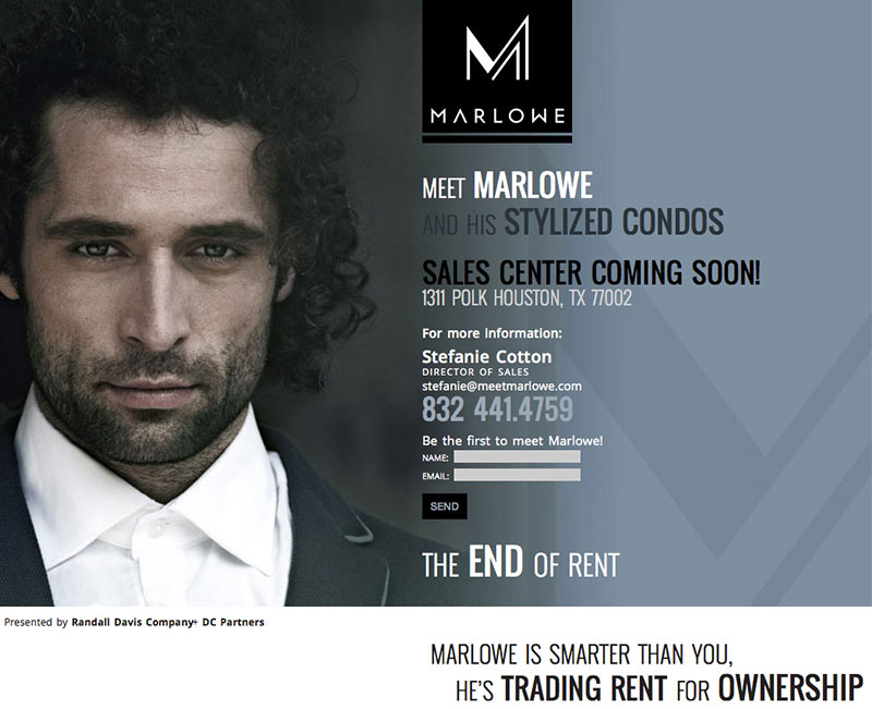 Website for Marlowe Condo Tower, Caroline St. at Polk St., Downtown Houston
