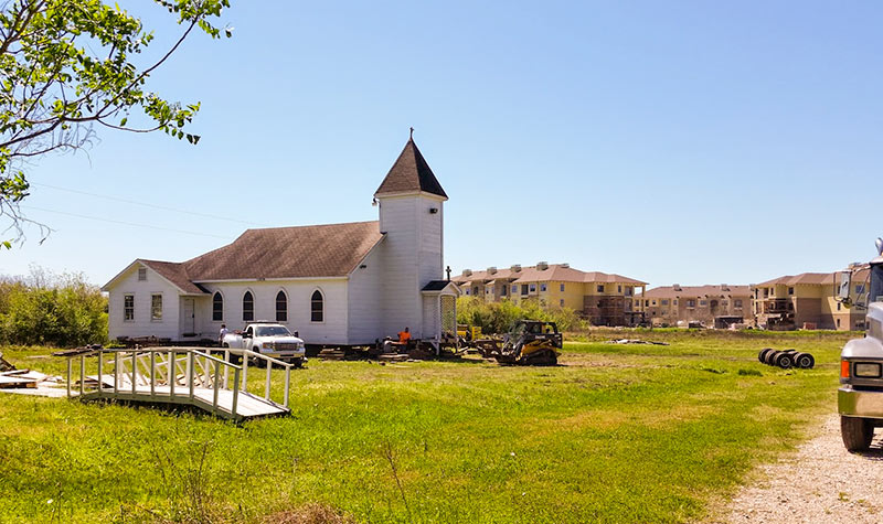 Little White Church on Barker Clodine Rd. Being Moved to Iglesia Sobre La Roca, 433 S. Barker Cypress Rd., Katy, Texas