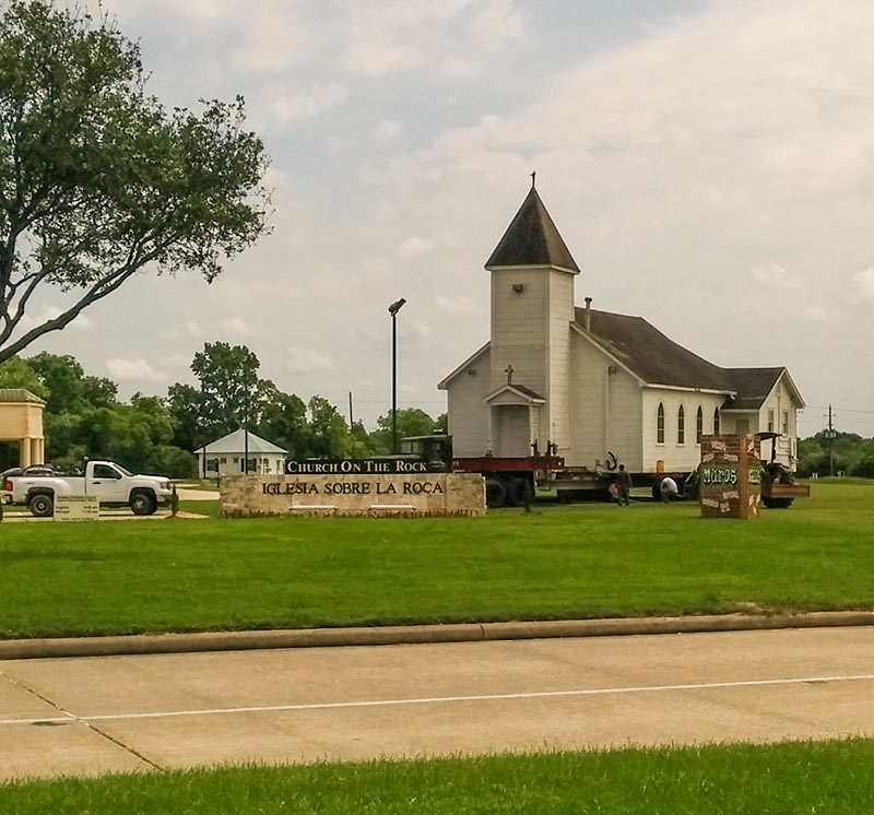 Little White Church on Barker Clodine Rd. Being Moved to Iglesia Sobre La Roca, 433 S. Barker Cypress Rd., Katy, Texas