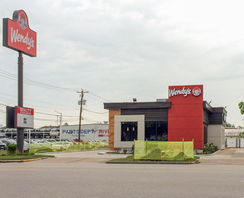 Protection for New Trees, Wendy's Restaurant, 5003 Kirby Dr., Upper Kirby, Houston