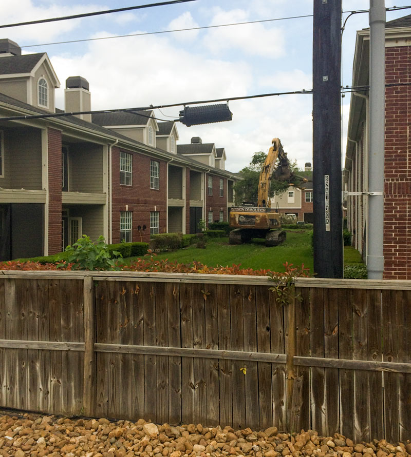 Demolition of Woodway Square Apartments, 1300 Wood Hollow Dr., Houston