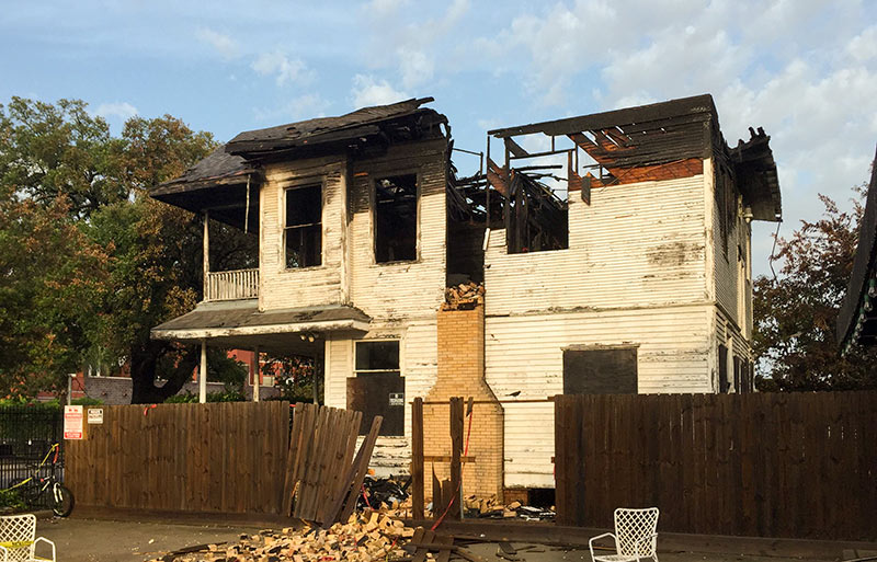 Burnt Home at 116 Westheimer Rd. at Bagby St., Montrose, Houston