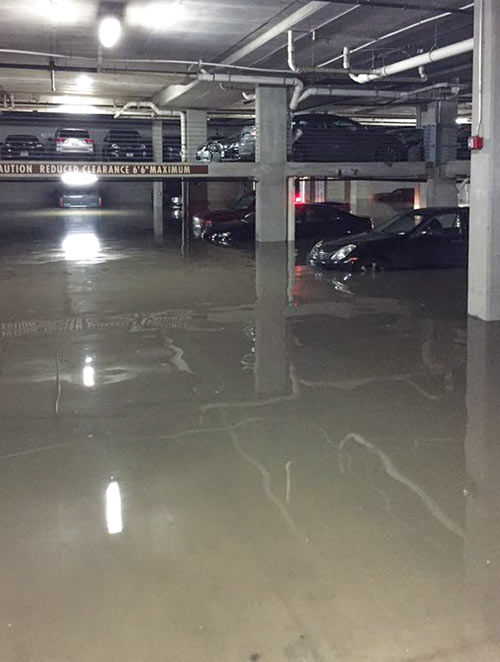 Flooding at AMLI 2121 Apartments, 2121 Allen Pkwy., North Montrose, Houston