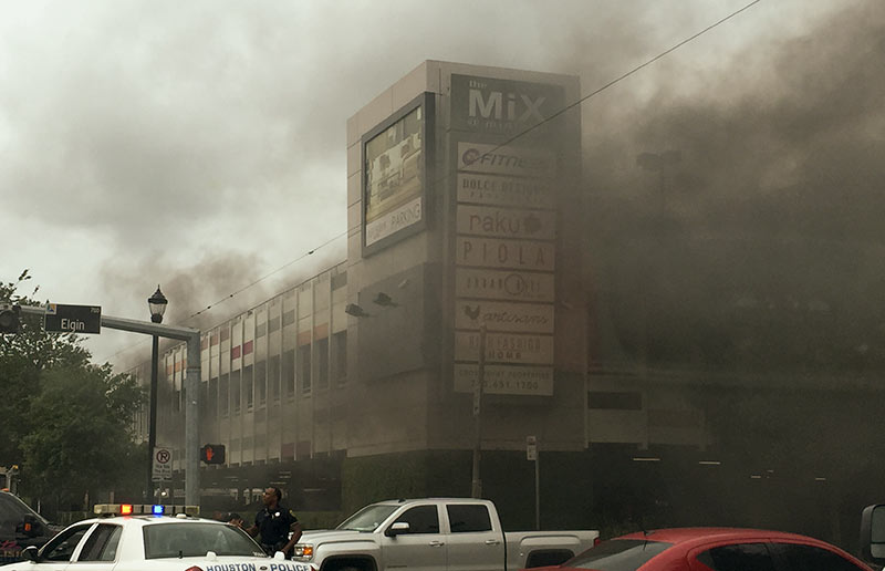 Fire at Mix at Midtown Parking Garage, Elgin St. at Milam St., Midtown, Houston