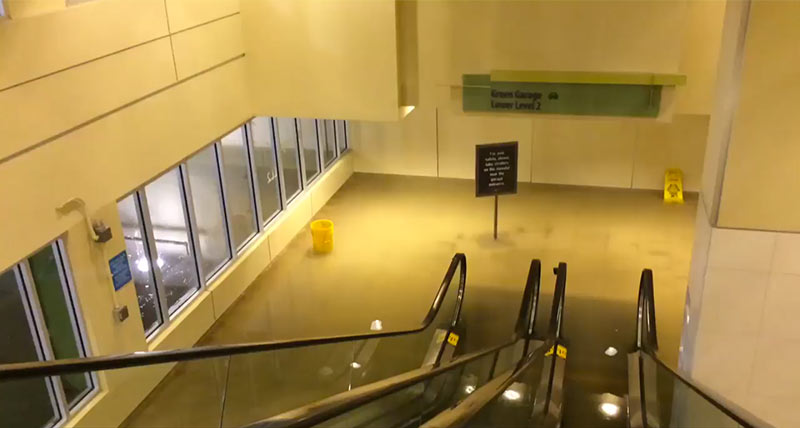 Flooding in Galleria Garage, May 26, 2015, Houston