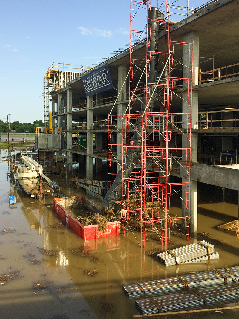 Flooding During Construction of Elan Heights Apartments, 2222 White Oak Dr., Woodland Heights, Houston