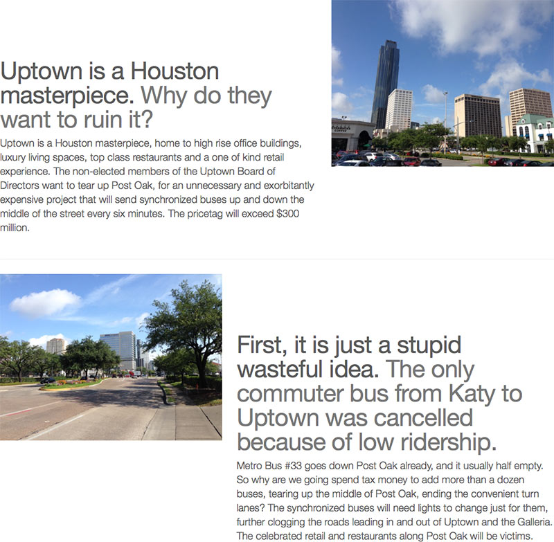 Website of The Uptown Property and Business Owners Coalition