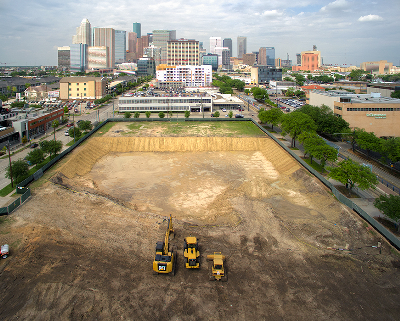 Construction of Underground Parking Garage, Midtown Superblock, McGowen at Main St., Midtown, Houston