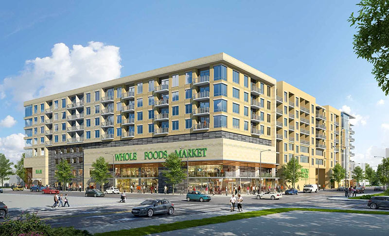 Rendering of Proposed Whole Foods Market in Pearl on Smith Apartments, 3100 Smith St. at Elgin, Midtown, Houston