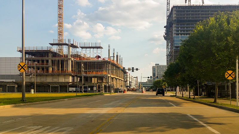 Construction on Avenida de las Americas North of George R. Brown Convention Center, Downtown Houston