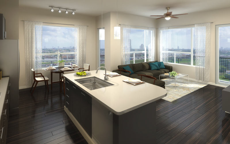 Renderings of Elan Heights Apartments, 825 Usener, Woodland Heights, Houston, 77009