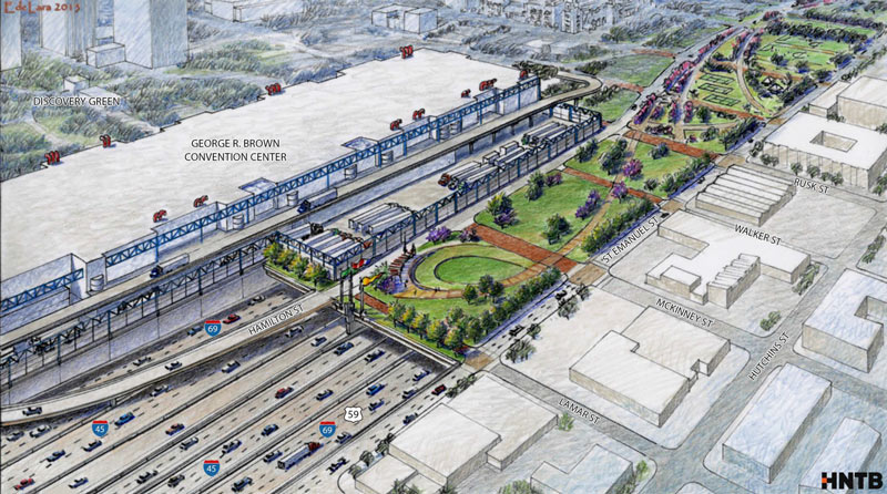 I-45 Reroute and Greenspace Conceptual Plans from September 2015, Downtown, Houston, 77002