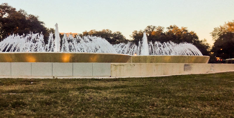 Mecom Fountain with Limestone Paneling, Main at Montrose, Museum District, Houston, 77006