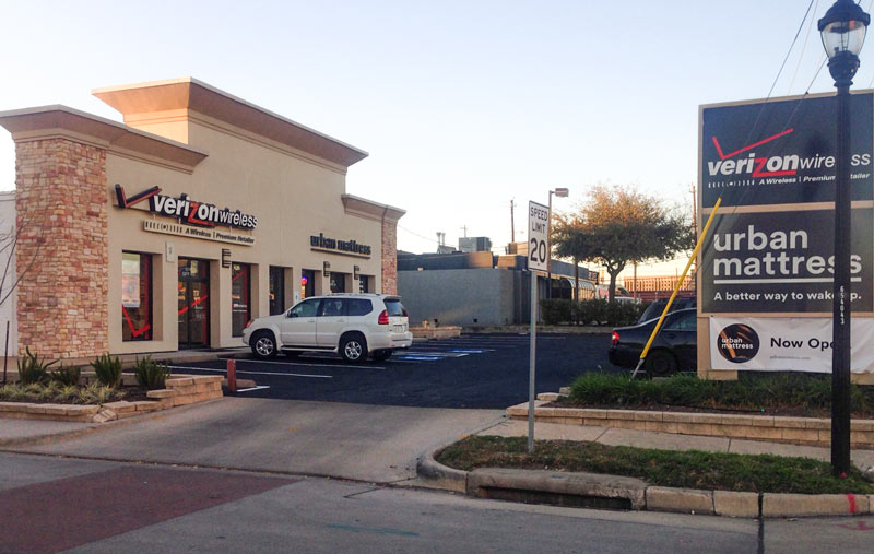 Mattress Stores in Strip Center at Kirby Dr. and Wroxton St., West University, TX 77005