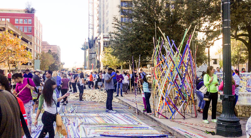 Trumpet Flower Painting Event, Market Square, Downtown, Houston, 77002