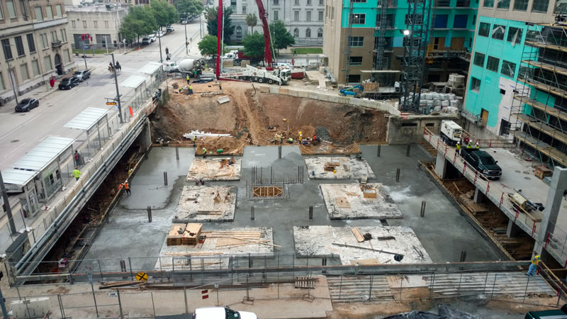 Foundation pour at 1111 Rusk St., Downtown, Houston, 77002