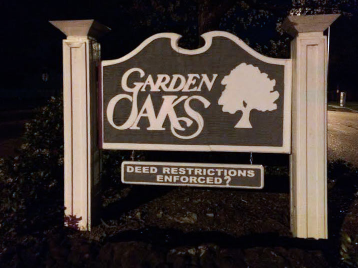 Garden Oaks Deed Restrictions Signs, Garden Oaks, Houston, 77018