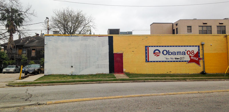 Whitewashed Obama Mural, Travis St. and West Alabama, Midtown, Houston